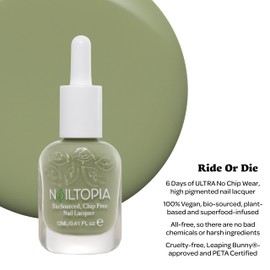 Nailtopia Bio-Sourced, Chip Free Nail Lacquer - All Natural, Strengthening Biotin and Superfood-Infused Polish - Chip Resistant Formula - Quick-Dry, Long Lasting Wear - Ride Or Die - 0.41 oz