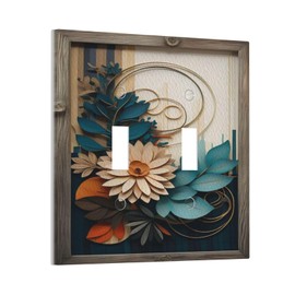 Decorative Art Light Switch Covers,2 Gang Toggle Rocker,Wall Plate,Switchplate Electrical Faceplate,Wood Style Flowers