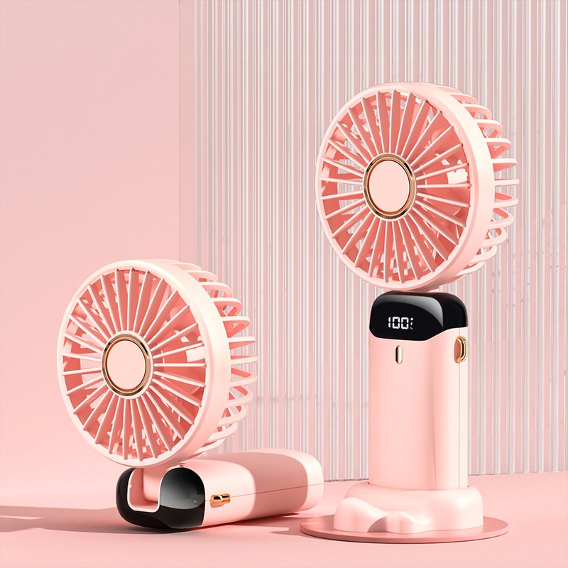Folding Fan USB Digital Display Handheld Ergonomic Handle ABS PC