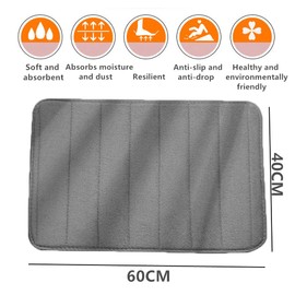 Norhogo Super Absorbent Memory Foam Bath Mat, Bath Mat Set of Grey 40*60 cm, Extra Soft Non-Slip Bathroom Mat, for Living room, bedroom, study, kitchen, bathroom, entrance hall, commercial space, etc.
