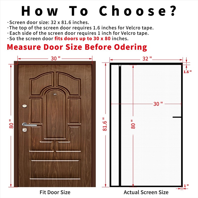 CHIYUNS Reversible Left Right Side Opening Screen Door Mesh Magnetic