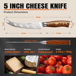 TUO Cheese Knife - Tomato Knife 5.5" Serrated Blade German Steel Mutil-Use Pakkawood Handle Gift Box -Fiery Phoenix Series