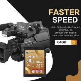 Amplim 64GB V90 UHS-II SD SDXC Card, 300MB/S 2000X Read/Write Lightning Speed Performance, Extreme Read, U3 Secure Digital Memory Storage for Professional Photographer and Videographer