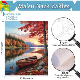 Qianbaiuk Paint by Numbers Adult Landscape Painting by Numbers Adults Boat DIY Acrylic Pigment for Art Home Decor (16 x 20 Inches)