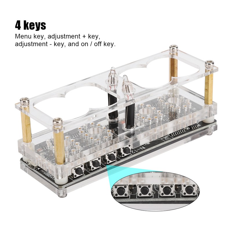 IN‑12 LED Tube Clock 4‑Bit Seven‑Color RGB LED Digital Nixie