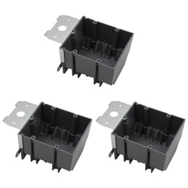 AIRTAK 2 Gang Adjustable Electrical Outlet Box,34 Cubic Inches Grey Plastic Electrical Boxes,Outlet Box with ETL,Fire Rated for 2 Hours(3 Pcs).