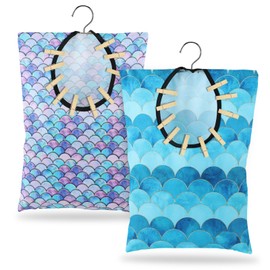 YLOLUL 2 Pcs Summer Clothes Pin Bag Mermaids Clothespin Bag Holder Clothespin Holder 15 X 11 Inch Clothes Pin Hanging Bag Clothespin Bag for Clothesline Outdoor Outside Wardrobe and Laundry Room