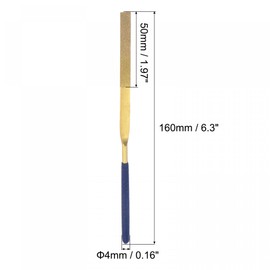 sourcing map Diamond Needle Files, 4mm x 160mm Titanium Coated Flat Files Hand Tool with TPU Handle for Metal Stone Wood