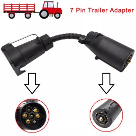 7 Way Blade to 7 Pin Round Trailer Adapter Plug Socket Wiring Connector Car RV