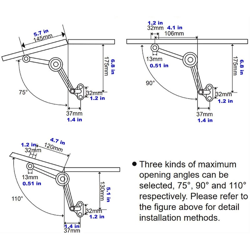 Kocent Heavy Duty Lid Stay Hinges Folding Lid Support Hinge