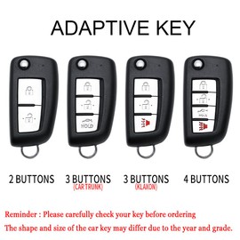 HIBEYO 3 Button Key Fob Cover Compatible with Nissan Rogue Rogue Select Rogue Sport Sylphy Pulsar Sentra Accessories Metal Painted Sports Key Shell with Keychains-3 Button KLAXON Red