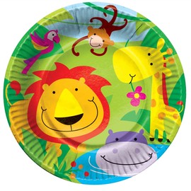 Jungle Theme 8 Plates Girls Kids Childrens Birthday Zoo Animal