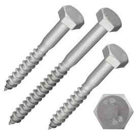 Hexagon Wood Screws According to DIN 571 | Stainless Steel A2/V2A | Key Screws | Vienna Screw | Wood Screws | Partial Thread (6 x 45 mm, Pack of 25)
