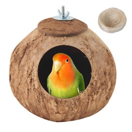 Apatal Coconut Bird Nest for Cage Natural Coconut Shell Birds House Parakeet Small Coconut Hide Breeding Hut Bird Cage Accessories for Parrot Lovebirds Budgies Cockatiel Conure Finch Canary