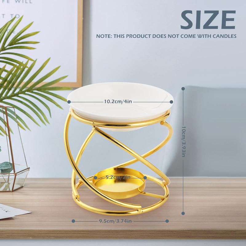 WD&CD Metal Wax Melt Essential Oil Burner Gold, Ceramic Candles