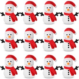 Hollowfly 12 Pcs Christmas Plush Snowman 6 Inch Christmas Stuffed Animal Gift for Kids Student Award Xmas Birthday Party Supplies