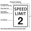 Speed Limit 2 Mph Slow Down Sign, Traffic Sign 8x12inches