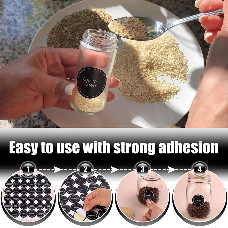 Spice Jar Labels, 180 Pcs Kitchen Jar Stickers, Seasoning Labels