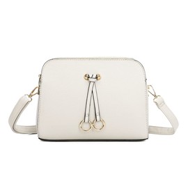 ELIOX - Women's Small Shoulder Bag - PU Leather Fixed Shoulder Bag - Chain Shoulder Strap Evening Bag - Zip Handbag - City Clutch Party Zip Crossbody Bag Fashion, White