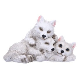 Nemesis Now Sleepy Wolf Pups Figurine 14cm, Resin, White, Three Baby Wolves Figure, White Wolves Trio Ornament, Collectable Wolf Giftware, Cast in the Finest Resin, Expertly Hand-Painted
