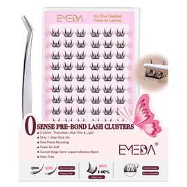 EMEDA Self Adhesive Eyelashes Clusters 10-14mm Natural Stress Free to Wear More Stickier Cluster Lashes Ultra-Light & Thin Press on Lashes No Glue Need Soft Self Adhesive Lashes (Wispy XYD)