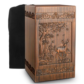 Wooden Urn for Ashes Adult Male Female, Cremation Urns for Human Ashes Adult Men Women, Decorative Burial Funeral Memorial Deer Urns for Ashes, Urn Box Holds 250 Cubic Inches