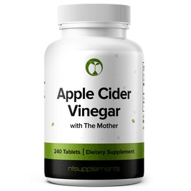 Apple Cider Vinegar Supplement | 240 Tablets | Made with The Mother | Vegan Friendly Gluten Free Non-GMO (240)