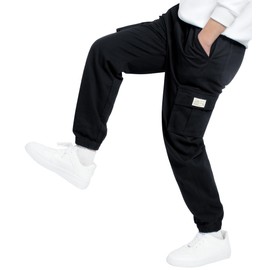 TLAENSON Boys Cargo Joggers Pants Casual Jogging Trousers Bottom for Kids Black Size 175/14-16 Years