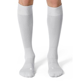 CelerSport 2 Pack Soccer Socks for Youth Kids Adult Over-The-Calf Socks with Cushion, Light Gray (2 Pack), Large