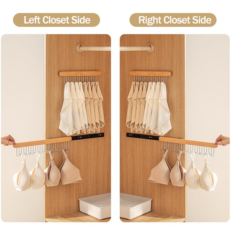 Pull Out Bra Hanger for Closet, Sliding Hooks Rack for