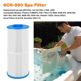 BZTT 6CH-960 Spa Filter Replacement Jacuzzi Filter J-300, J400, 14081, 6000-383A, FC-2800, 6540-476, 6540-383, PJW60TL-F2S, 14081, 6000-383A Hot Tub Filter with Closed Handle (Not be Removed) 2 Pack