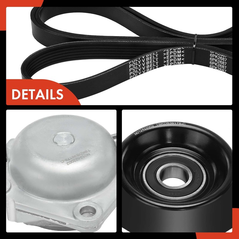 A-Premium Engine Serpentine Belt Drive Kit w/Tensioner & Idler Compatible