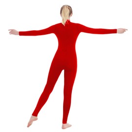 SUPRNOWA Women's Jumpsuit Bodycon Footless Unitard Long Sleeve Bodysuit with Zipper Comfortable Spandex One-Piece Dance Costume (XXL, Red Footless)