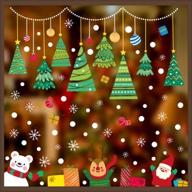 Vinsani 9 Sheets Christmas Window Stickers Double Side Printed Reusable PVC Door Wall Window Clings Xmas Santa Snowflake Reindeer Glass Decals for Christmas Holiday Decorations - Dasher