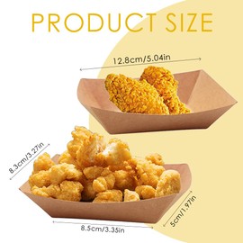 60 Pack 1lb Kraft Paper Food Trays, Heavy-Duty Paper Food Boat Disposable Serving Basket Tray for French Fries Nachos Snack Hot Dog Taco BBQ Popcorn Party Picnic Wedding Party (Brown)