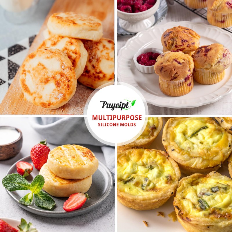 Puyeipt 2 Pack Air Fryer Egg Bite Molds, 4-Cup Mini