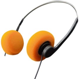 Cauaoa Orange Retro Over-Ear Earphones, Mini Stereo Lightweight Headphones with Cord, 80s 90s Vintage Headset Wired, Hi-Fi Stereo Earphone for Most Mobile Phones Playback Pevices Headphones