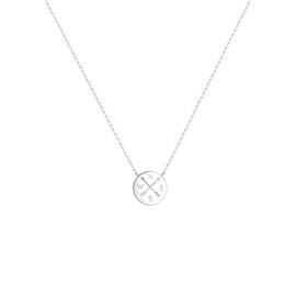 Elli Women's Necklace with Compass Pendant Plate Travel Trend in 925 Sterling Silver, Sterling Silver, No Gemstone