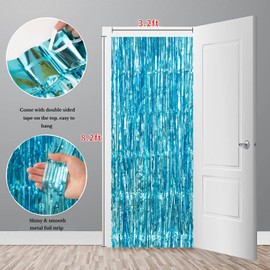 4 Pack 3.2x8.2ft Blue Tinsel Curtain Party Backdrop - Choonshow Foil Fringe Curtain Blue Party Decor Streamers for Birthday Bridal Shower Baby Shower Bachelorette Party Decorations