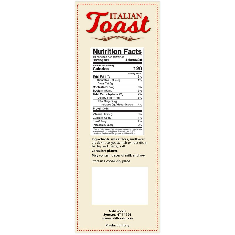Galil Italian Toast | Classic | 10.6 oz Pack of