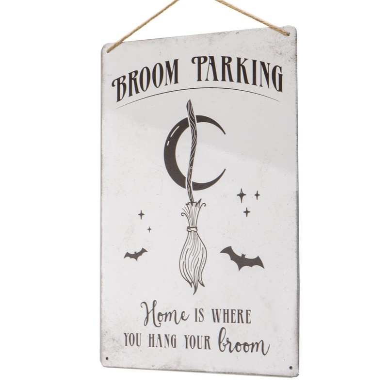 Pacific Trading Vintage Tin Broom Parking Sign