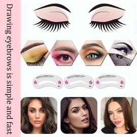ZWWOGE 24 Stück Augenbrauen Schablone Stempel Set,eyeliner schablone,Mit zwei Augenbrauenformern Augenbrauenstempel Set Multi-Brauen Formen und Formen für faule Menschen zu zeichnen Augenbrauen
