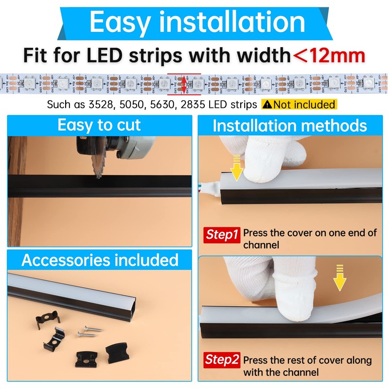 Muzata 6Pack 3.3FT/1M Deeper Spotless LED Channel System with Milky