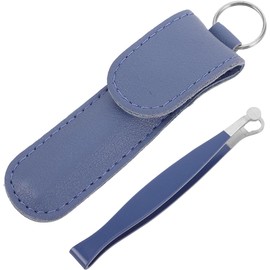 CLISPEED Recortadora Manual de Vello Nasal de Acero Inoxidable Punta Redonda, Color Azul Claro, Herramienta de Prensado para Cejas y Vello Facial, Incluye Estuche de Protección, Uso