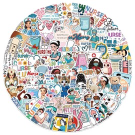 100 Pcs Nurse Day Graffiti Stickers for Girls Kid Teens Boys Incentive Gift,Nurse Doctor Cute Style Decoration Stickers for Water Bottles,Bicycle,Laptop,Skateboard,Guitar,Phone,DIY Waterproof Vinyl