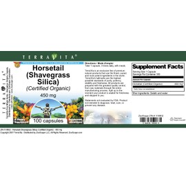 Horsetail (Shavegrass Silica) (Certified Organic) - 450 mg (100 Capsules, ZIN: 518602) - 3 Pack