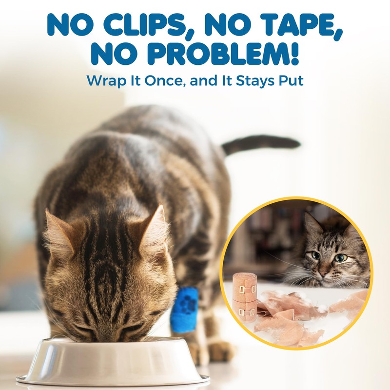 SunGrow Cat Self-Adhesive Bandage, Wound Care, Cuts, Post-Surgery, Hot Spots,