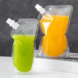 Plastic Flasks, Reusable Cruise Flask Pouches Juice Bags (17 Pcs,8oz x8,16oz x8,Funnel Kit)