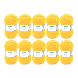Gründl Lisa Premium Plain Knitting and Crochet Yarn (Soft and Wool-like Character, Easy-Care Washable Knitting Yarn Made of 100% Polyacrylic Fibre, 50 g/133 m, Needle Size: 3.5–4.5, 10 Balls), Yellow
