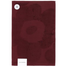 Marimekko Unikko Solid Organic Cotton Guest Towel, 12.6 x 19.7 inches (32 x 50 cm) (Burgundy) 074281 330 Unikko Solid Guest Towel Handkerchief, Flower Pattern, Stylish, Cute, Scandinavian